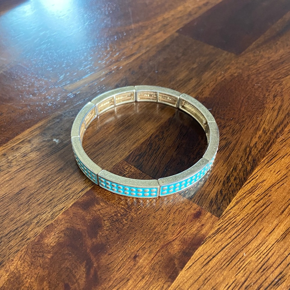 Lia Sophia Gold-Tone Bracelet with Turquoise Enamel Panels